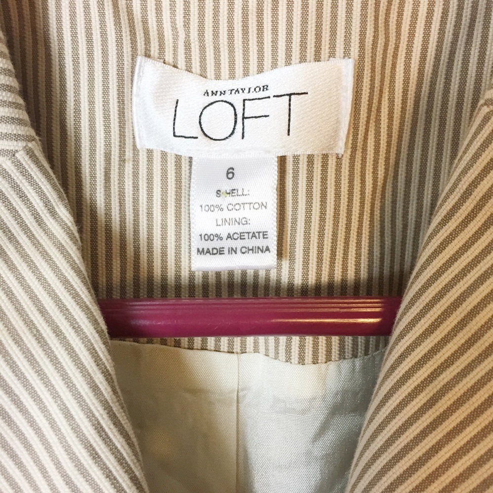 Loft Cream Stripped Classic Three Button Blazer B5 - Picture 5 of 5